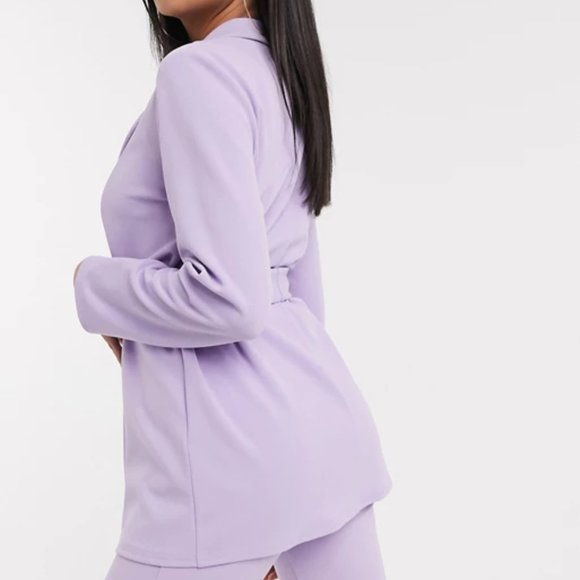 ASOS DESIGN Jersey Wrap Suit Blazer Lilac US 4 - Picture 2 of 5